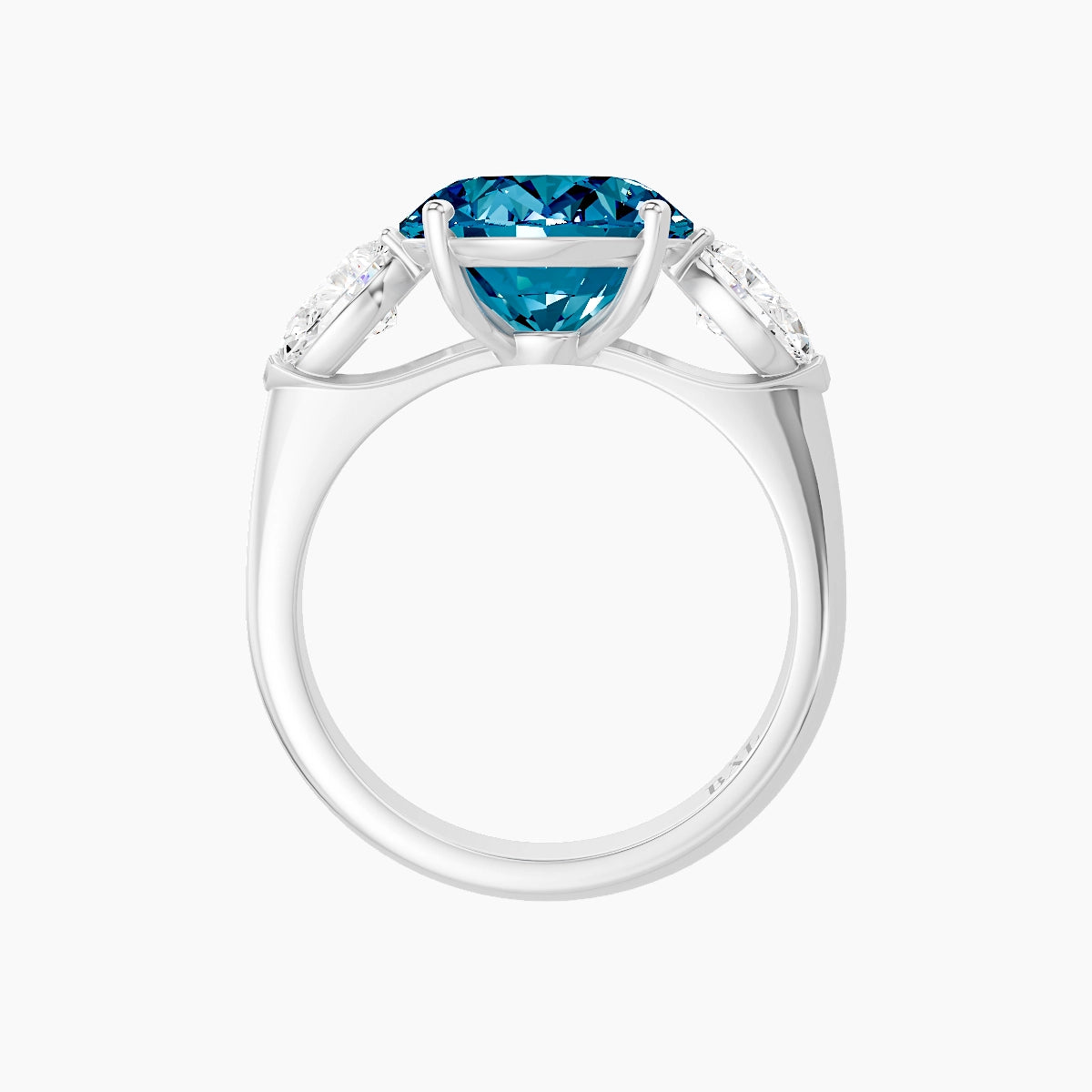 Classic Pear Trilogy | 18k White Gold 5 ct Oval Blue Lab Diamond Ring