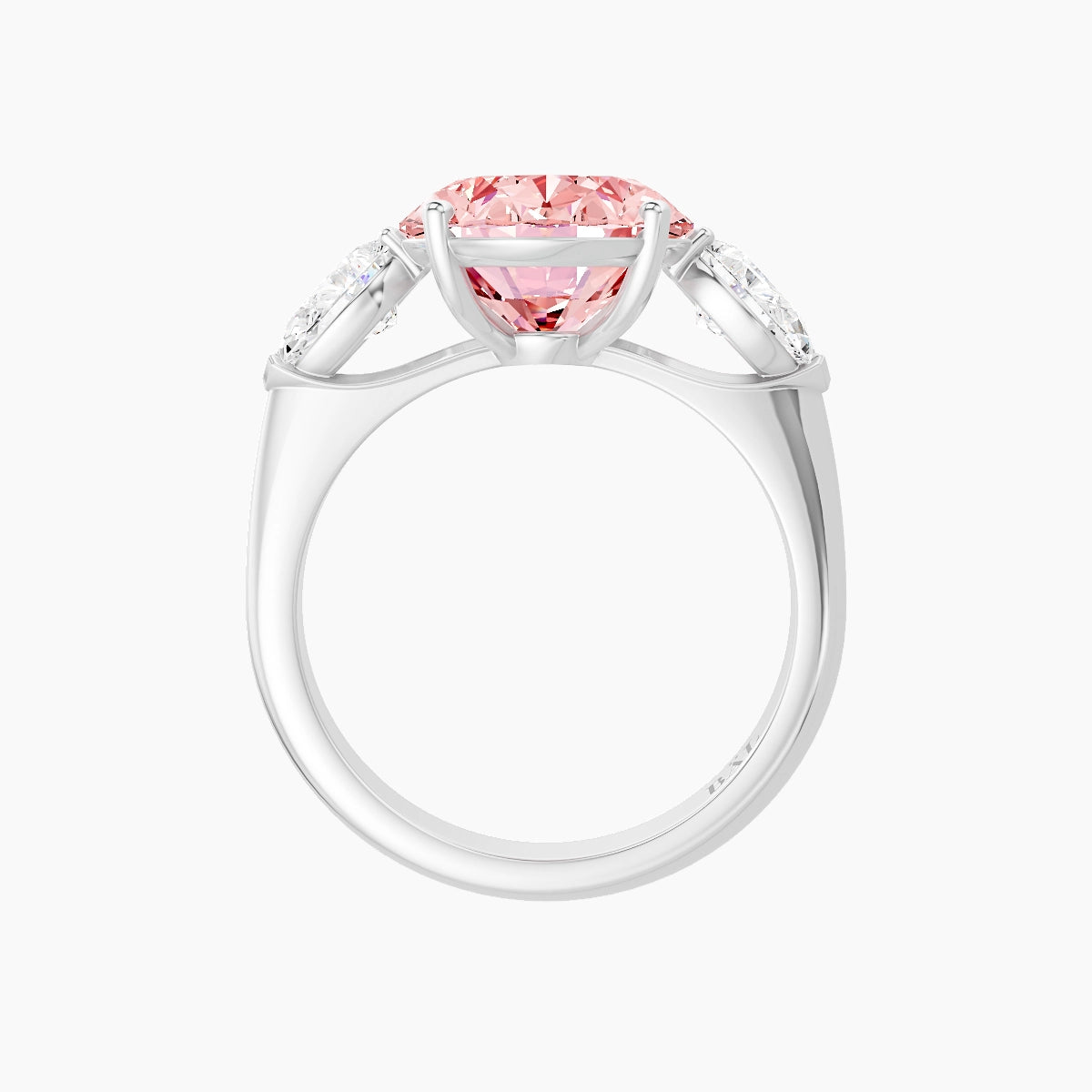 Classic Pear Trilogy | 18k White Gold 5 ct Oval Pink Lab Diamond Ring