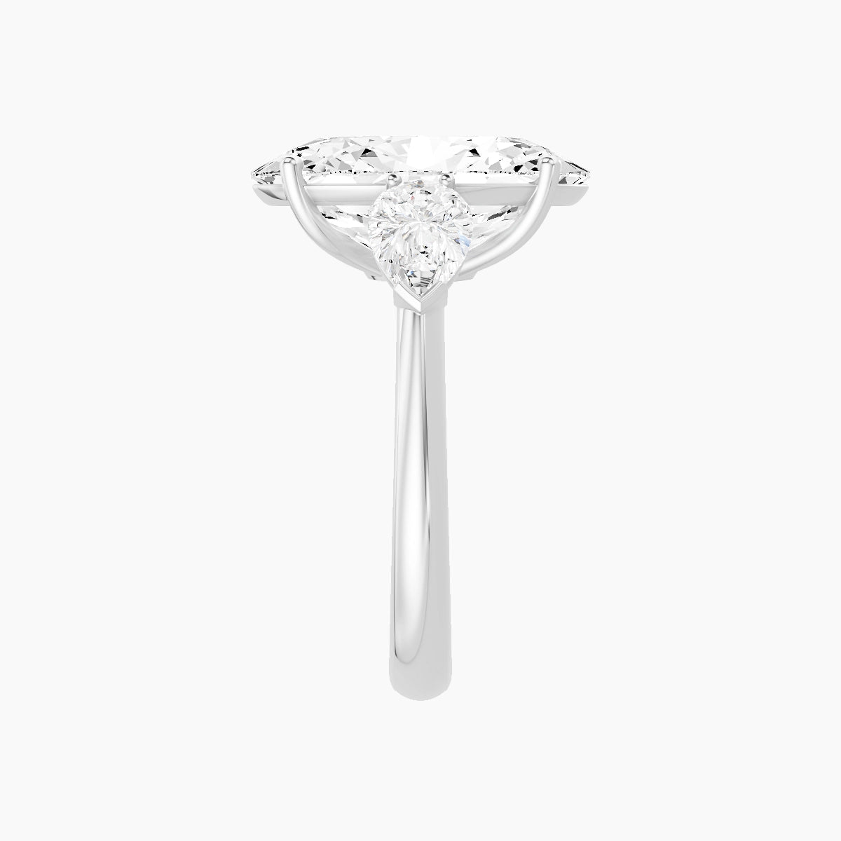 Classic Pear Trilogy | 18k White Gold 5 ct Oval White Lab Diamond Ring