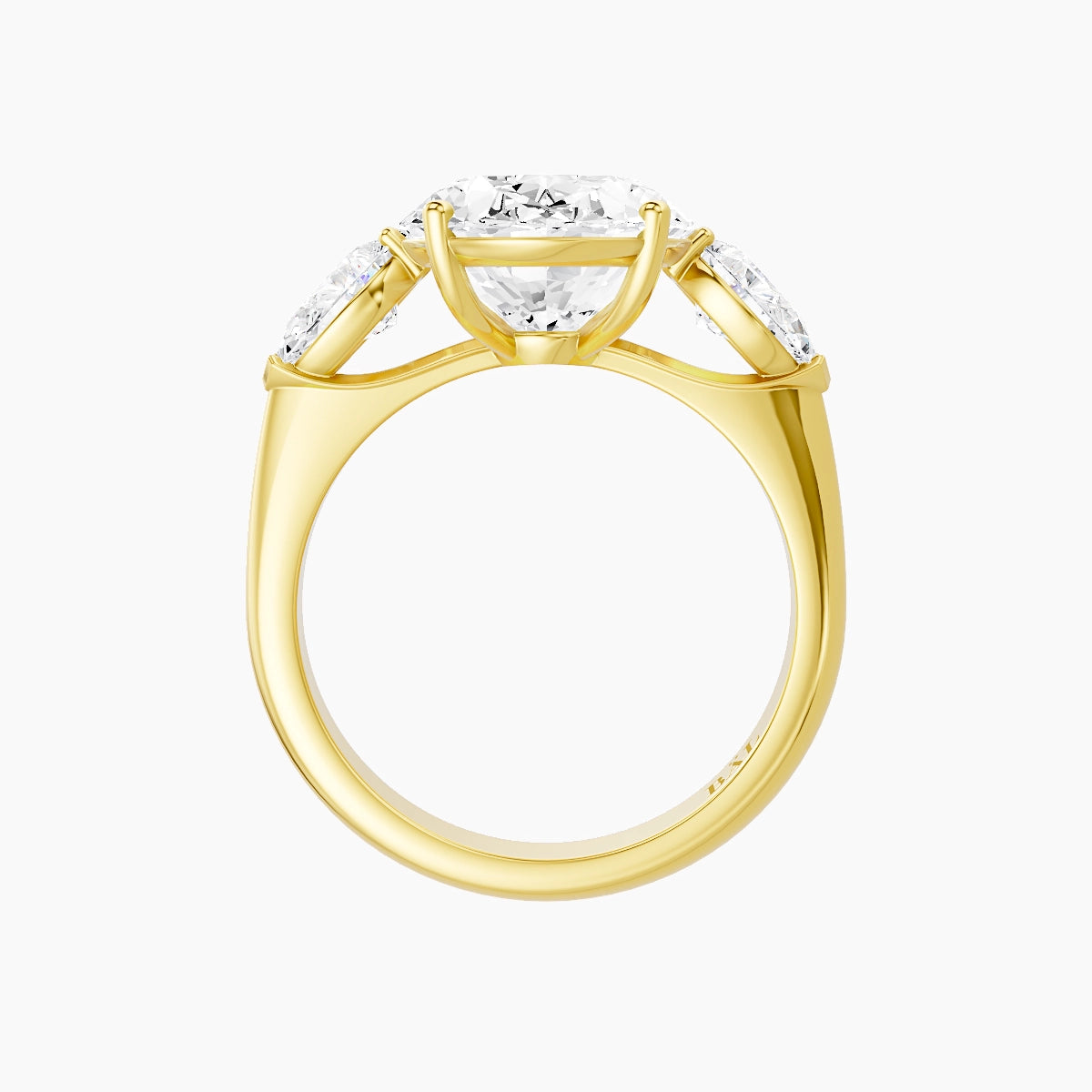 Classic Pear Trilogy | 18k Yellow Gold 5 ct Oval White Lab Diamond Ring