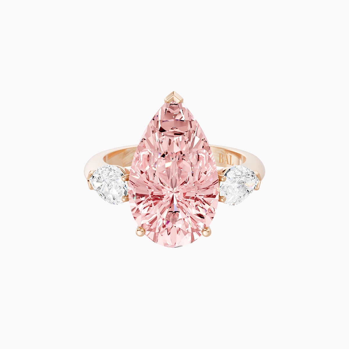 Classic Pear Trilogy | 18k Rose Gold 5 ct Pear Pink Lab Diamond Ring