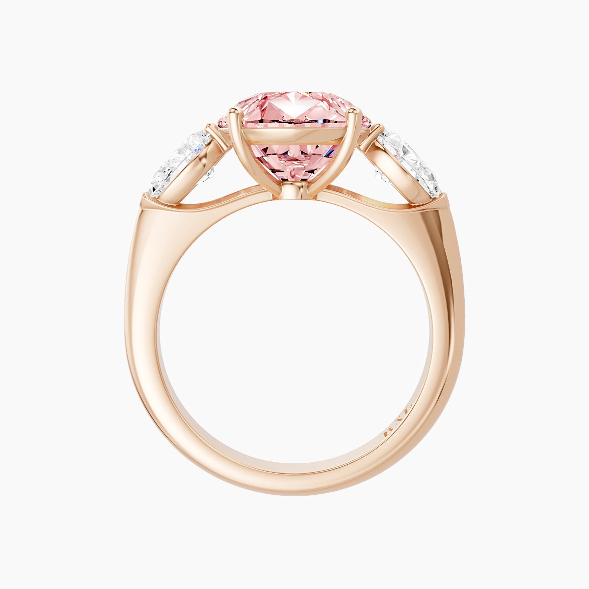 Classic Pear Trilogy | 18k Rose Gold 5 ct Pear Pink Lab Diamond Ring