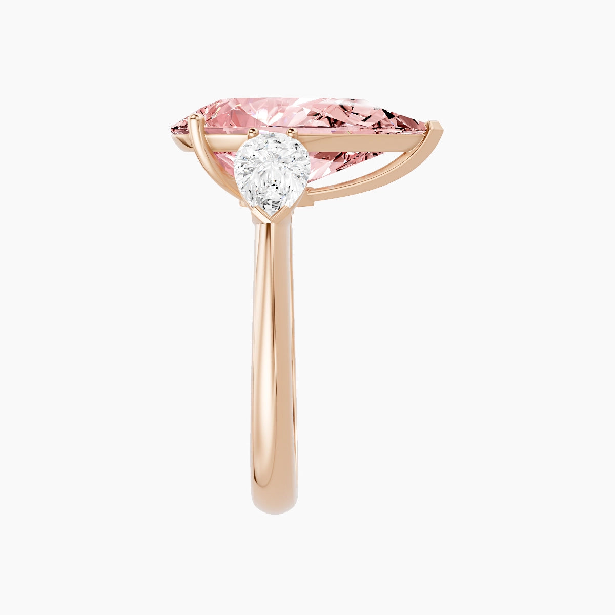 Classic Pear Trilogy | 18k Rose Gold 5 ct Pear Pink Lab Diamond Ring