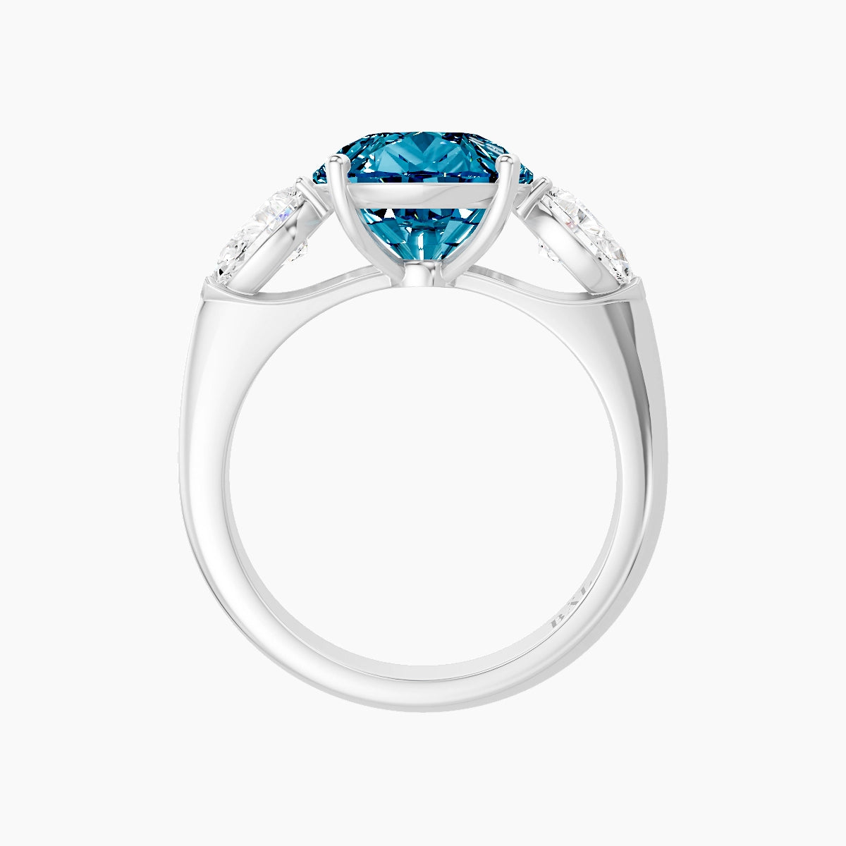 Classic Pear Trilogy | 18k White Gold 5 ct Pear Blue Lab Diamond Ring