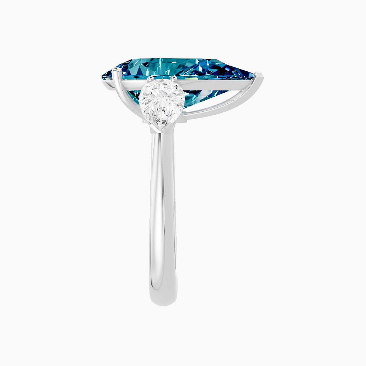 Classic Pear Trilogy | 18k White Gold 5 ct Pear Blue Lab Diamond Ring