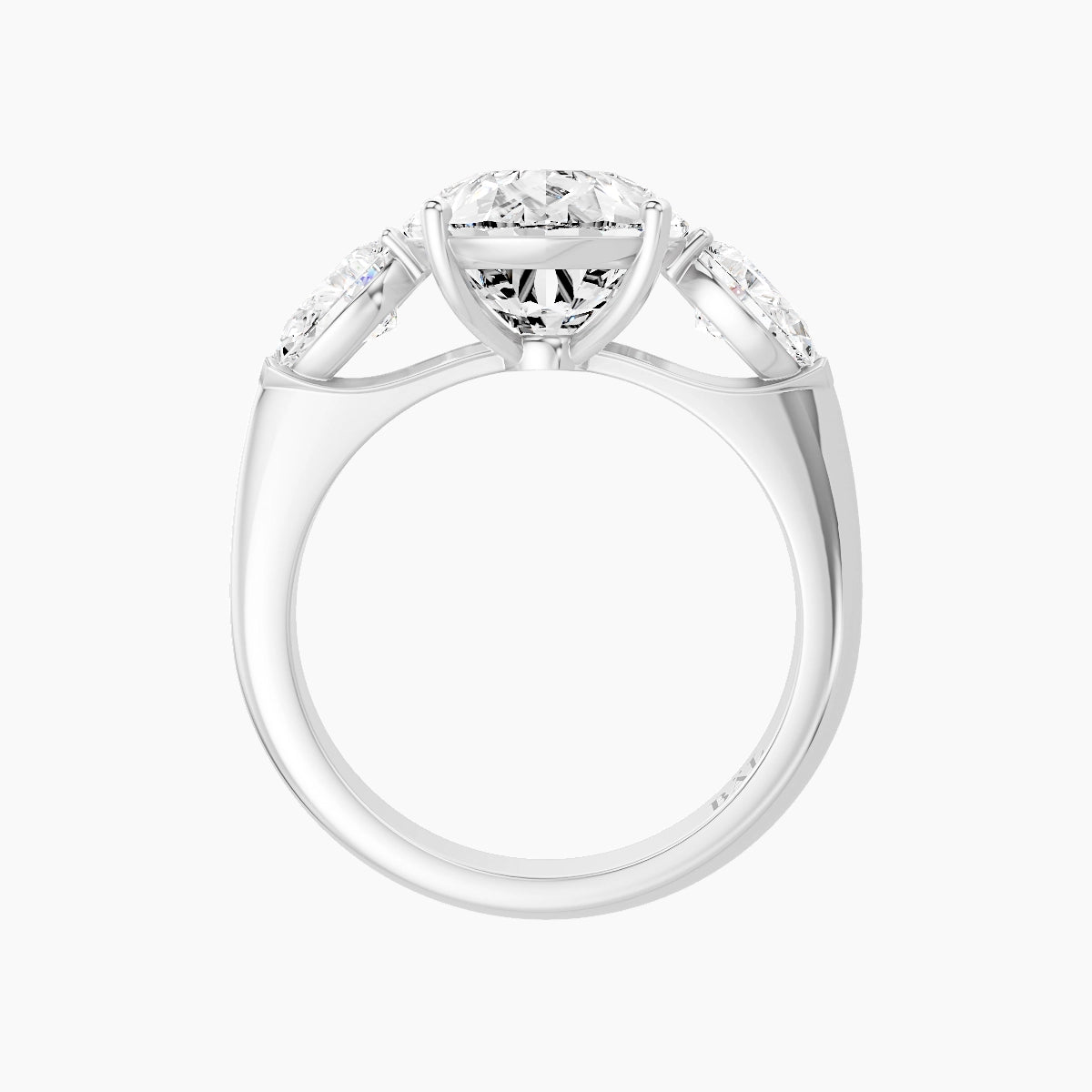 Classic Pear Trilogy | 18k White Gold 5 ct Pear White Lab Diamond Ring