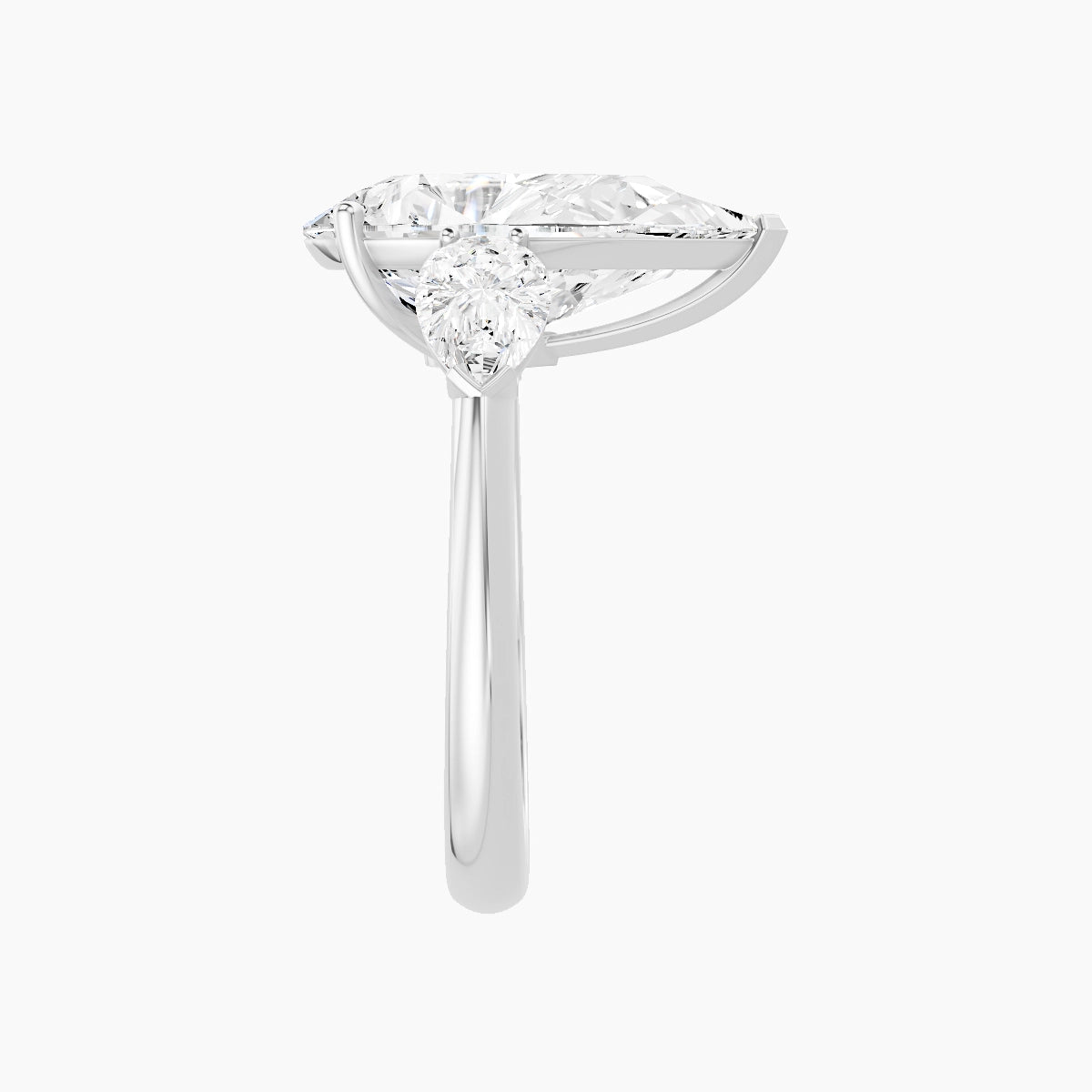 Classic Pear Trilogy | 18k White Gold 5 ct Pear White Lab Diamond Ring