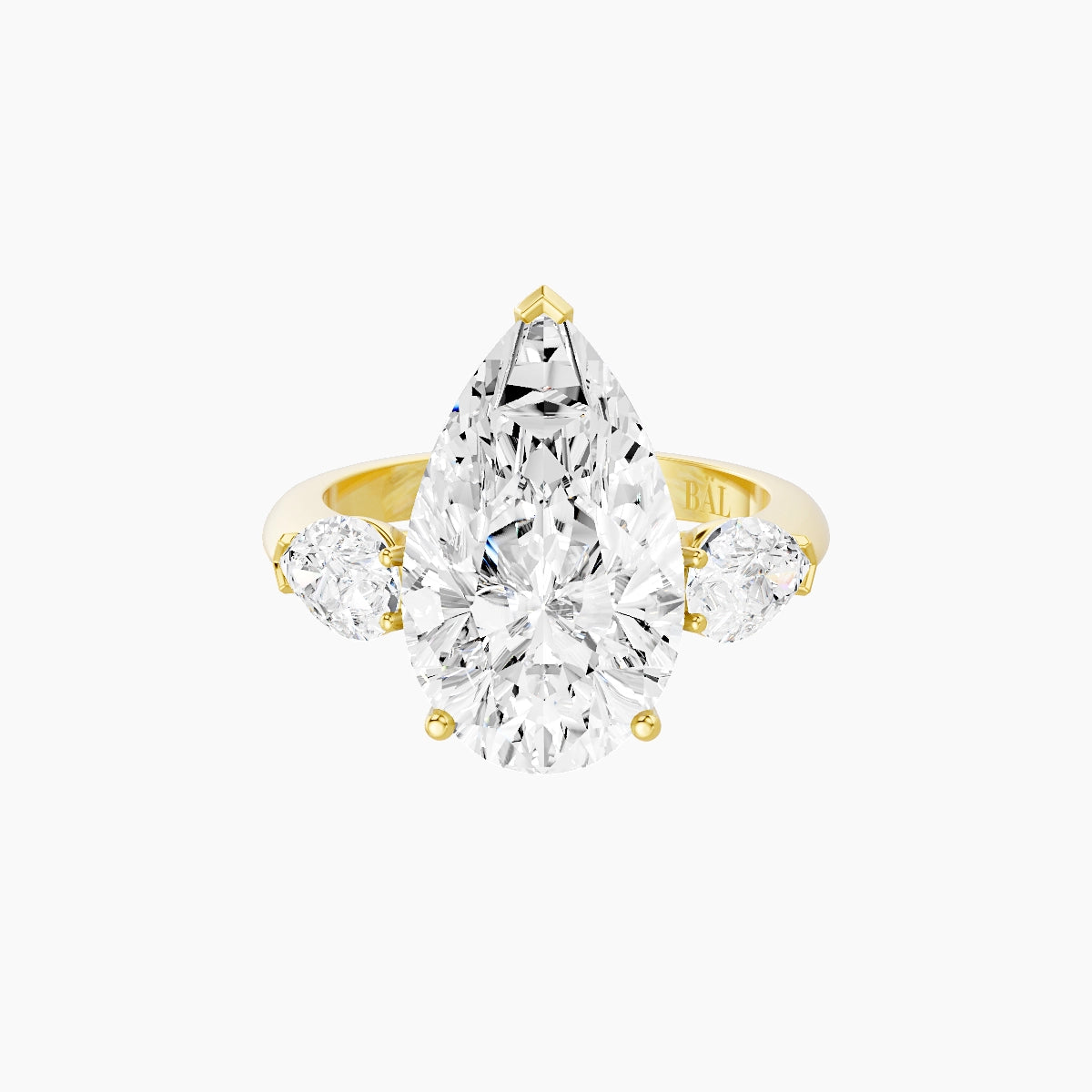 Classic Pear Trilogy | 18k Yellow Gold 5 ct Pear White Lab Diamond Ring