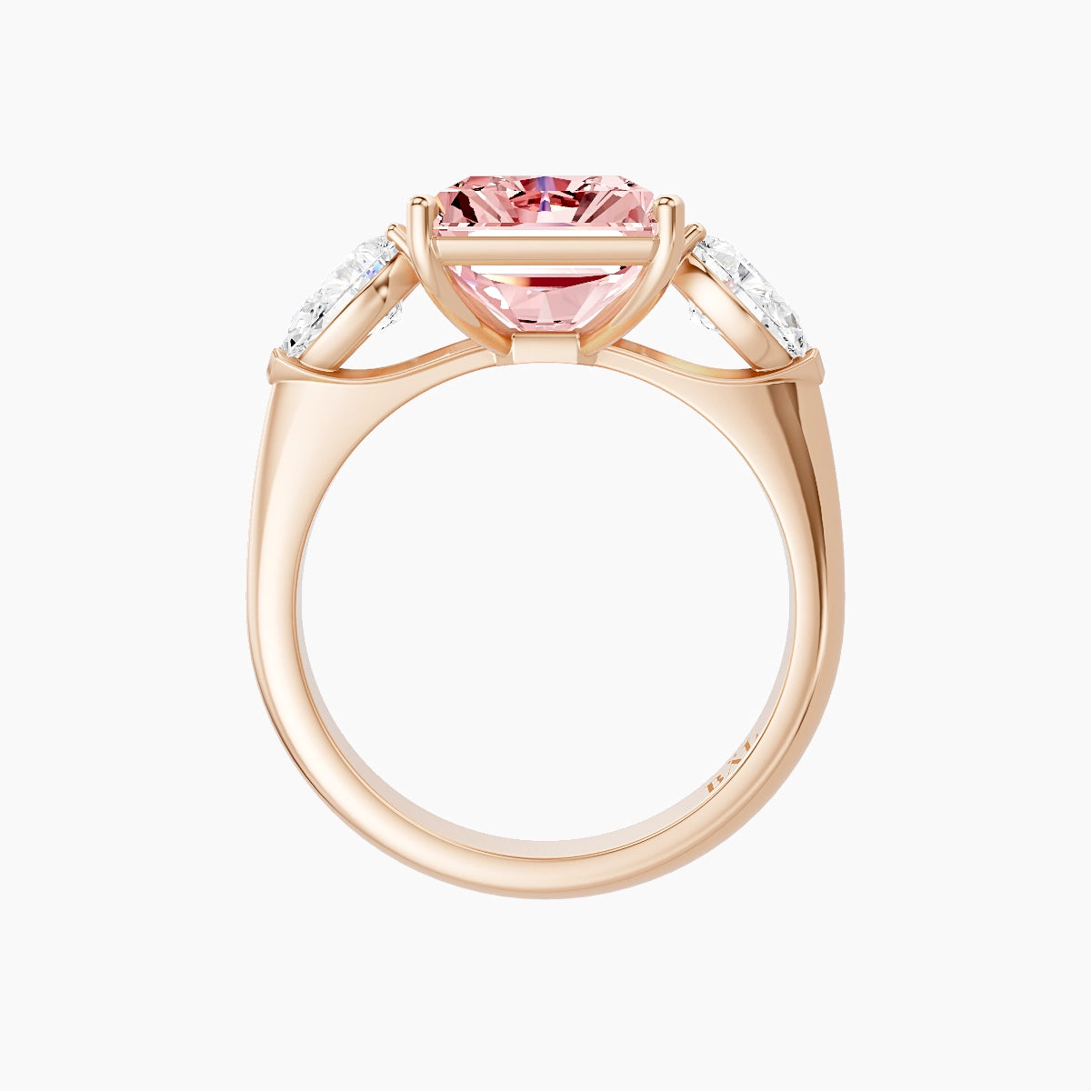 Classic Pear Trilogy | 18k Rose Gold 5 ct Radiant Pink Lab Diamond Ring