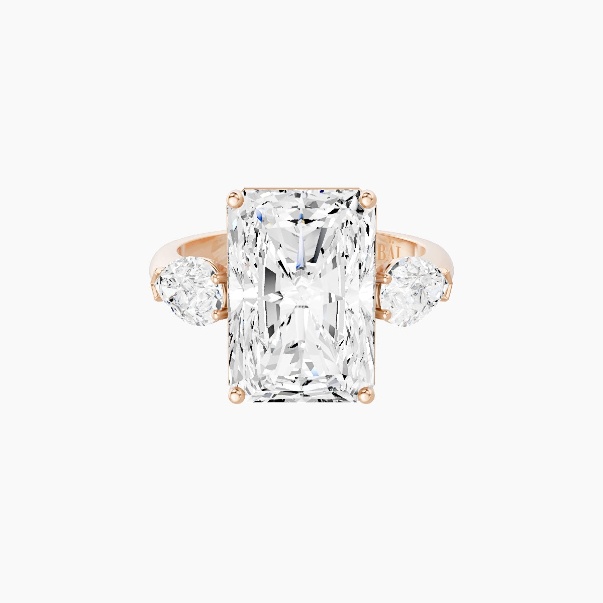 Classic Pear Trilogy | 18k Rose Gold 5 ct Radiant White Lab Diamond Ring