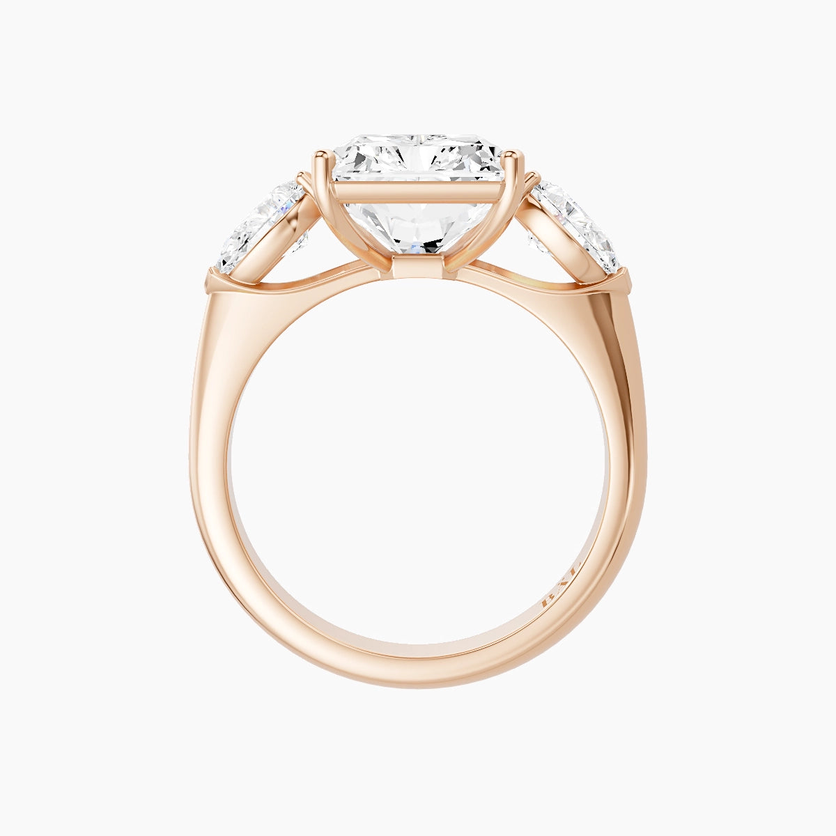 Classic Pear Trilogy | 18k Rose Gold 5 ct Radiant White Lab Diamond Ring