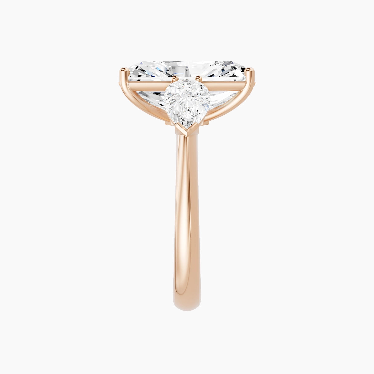 Classic Pear Trilogy | 18k Rose Gold 5 ct Radiant White Lab Diamond Ring