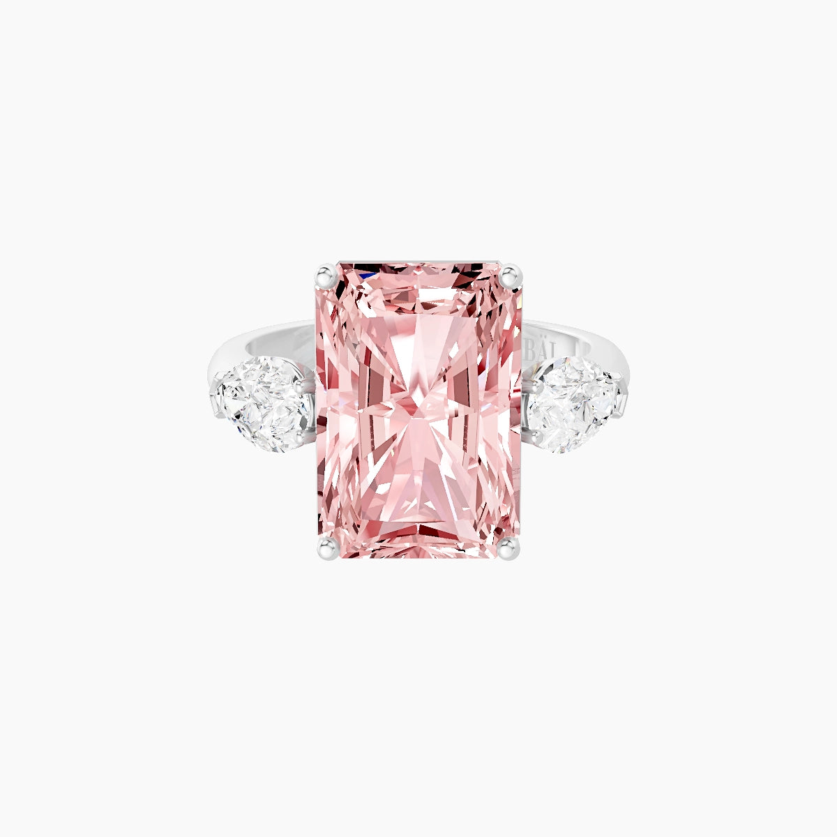 Classic Pear Trilogy | 18k White Gold 5 ct Radiant Pink Lab Diamond Ring
