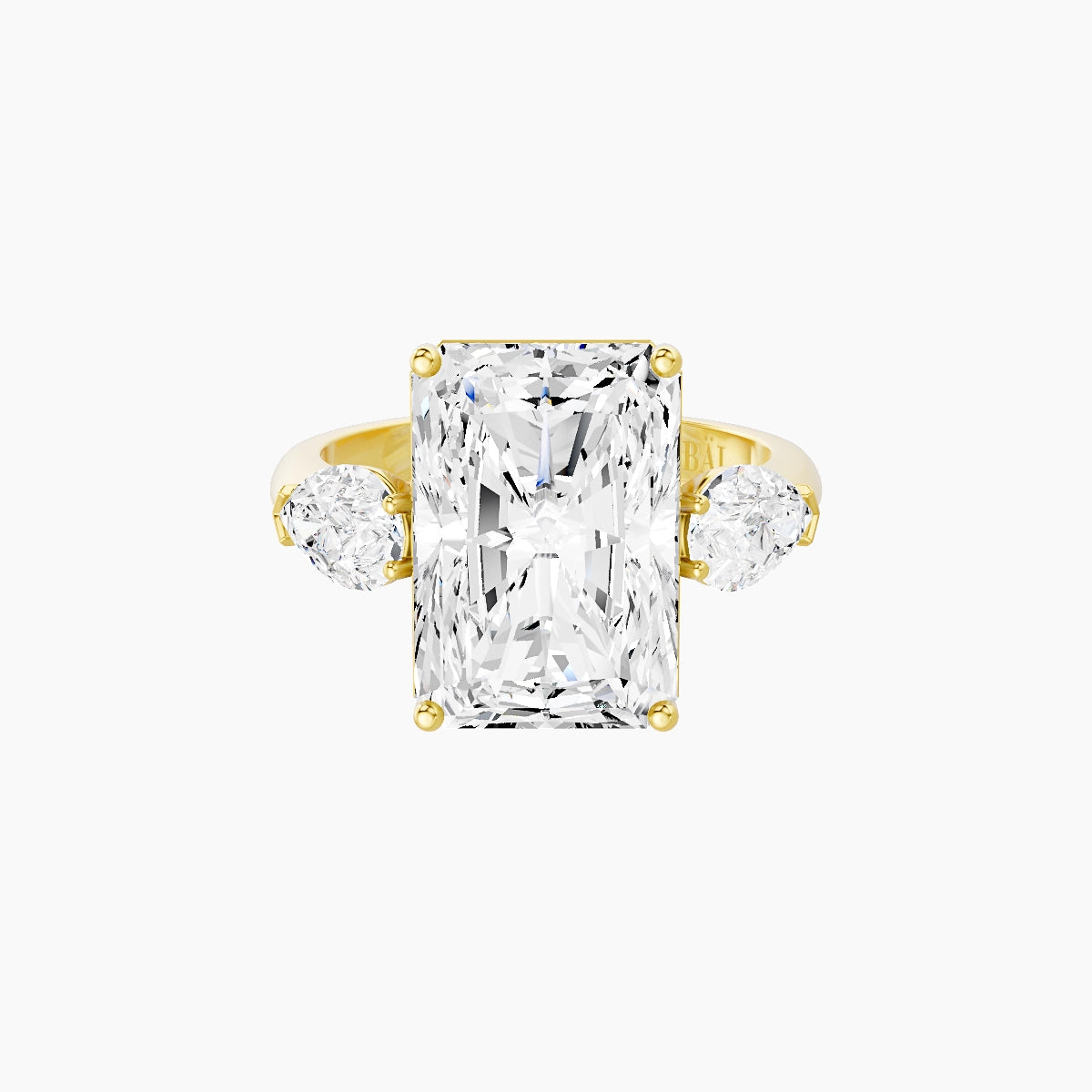 Classic Pear Trilogy | 18k Yellow Gold 5 ct Radiant White Lab Diamond Ring