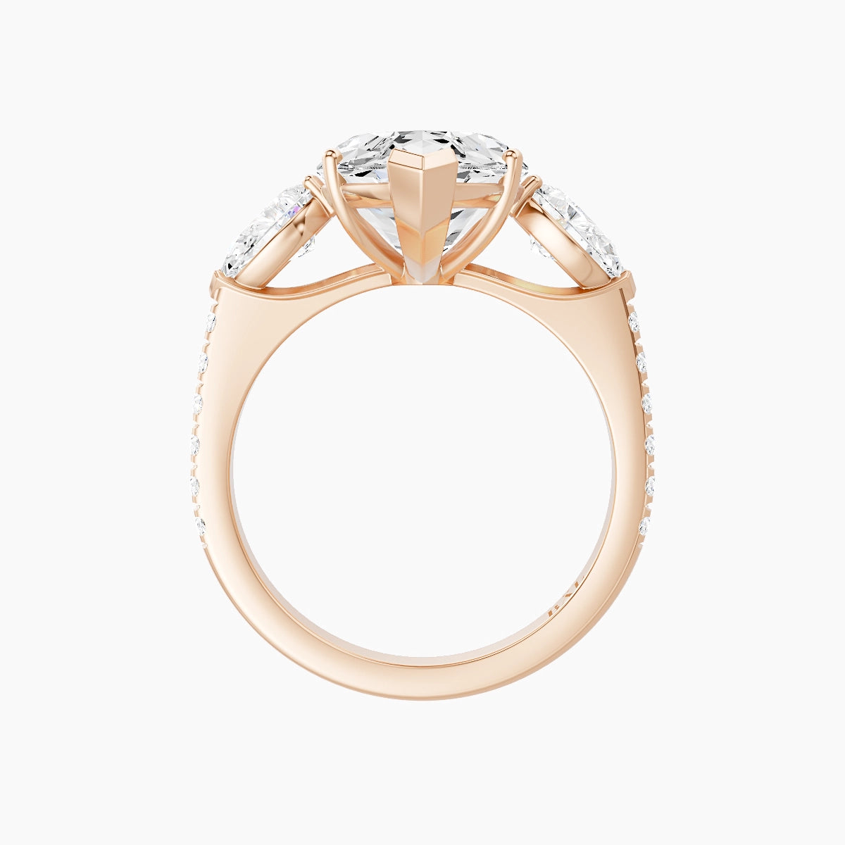 Classic Pear Trilogy with Straight Shank | 18k Rose Gold 5 ct Marquise White Lab Diamond Ring