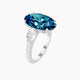 Oval Blue Lab Diamond Ring | Classic Pear Trilogy with Straight Shank