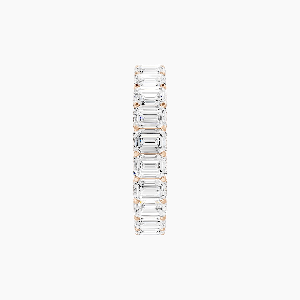 Classic Prong Eternity Ring | 18k Rose Gold 3.6 x 2.6 mm Emerald White Lab Diamond