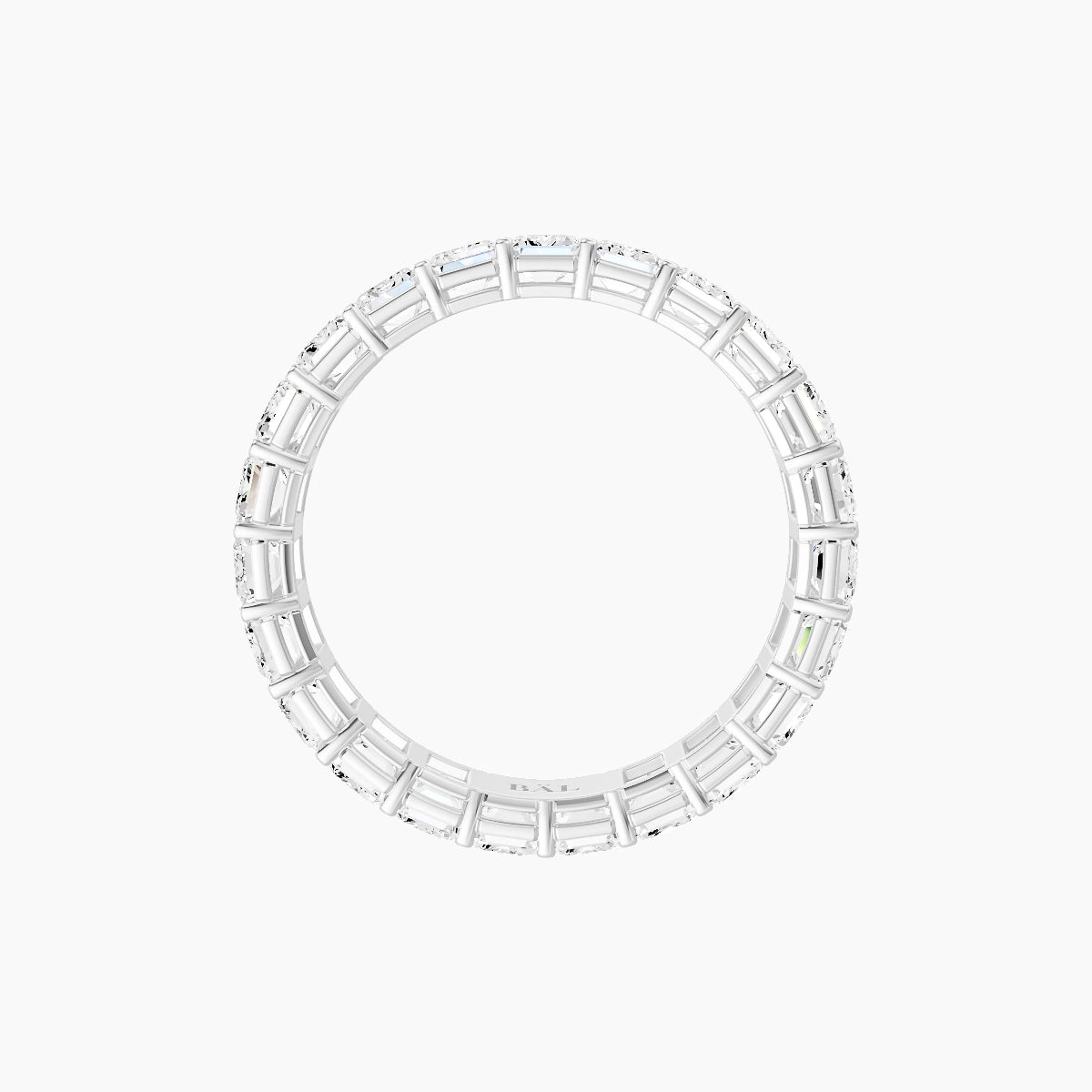 Classic Prong Eternity Ring | 18k White Gold 3.6 x 2.6 mm Emerald White Lab Diamond