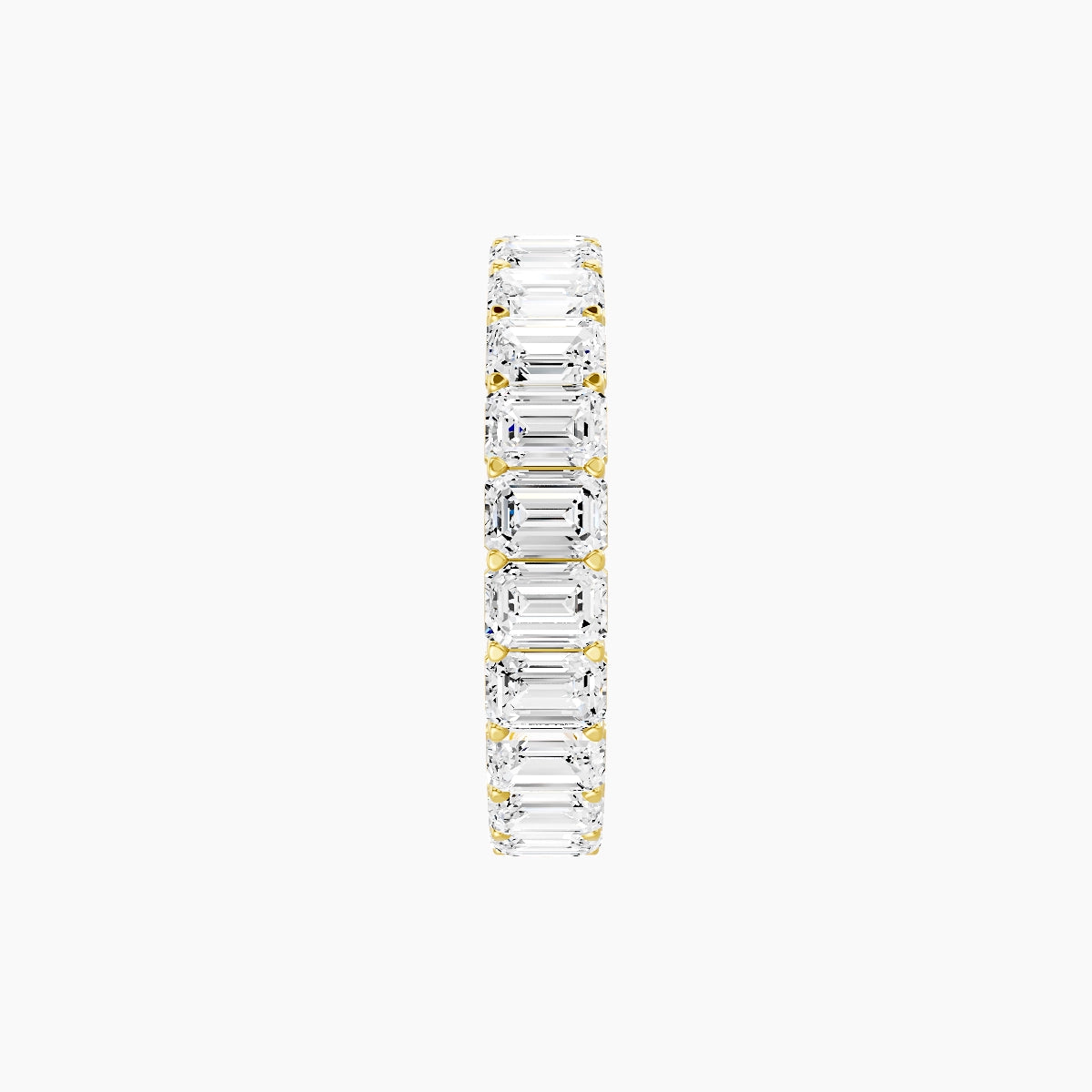 Classic Prong Eternity Ring | 18k Yellow Gold 3.6 x 2.6 mm Emerald White Lab Diamond