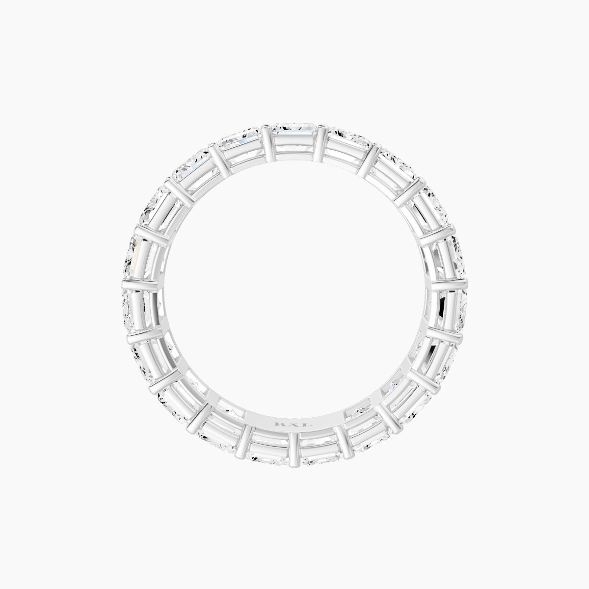Classic Prong Eternity Ring | 18k White Gold 4.5 x 3.2 mm Emerald White Lab Diamond