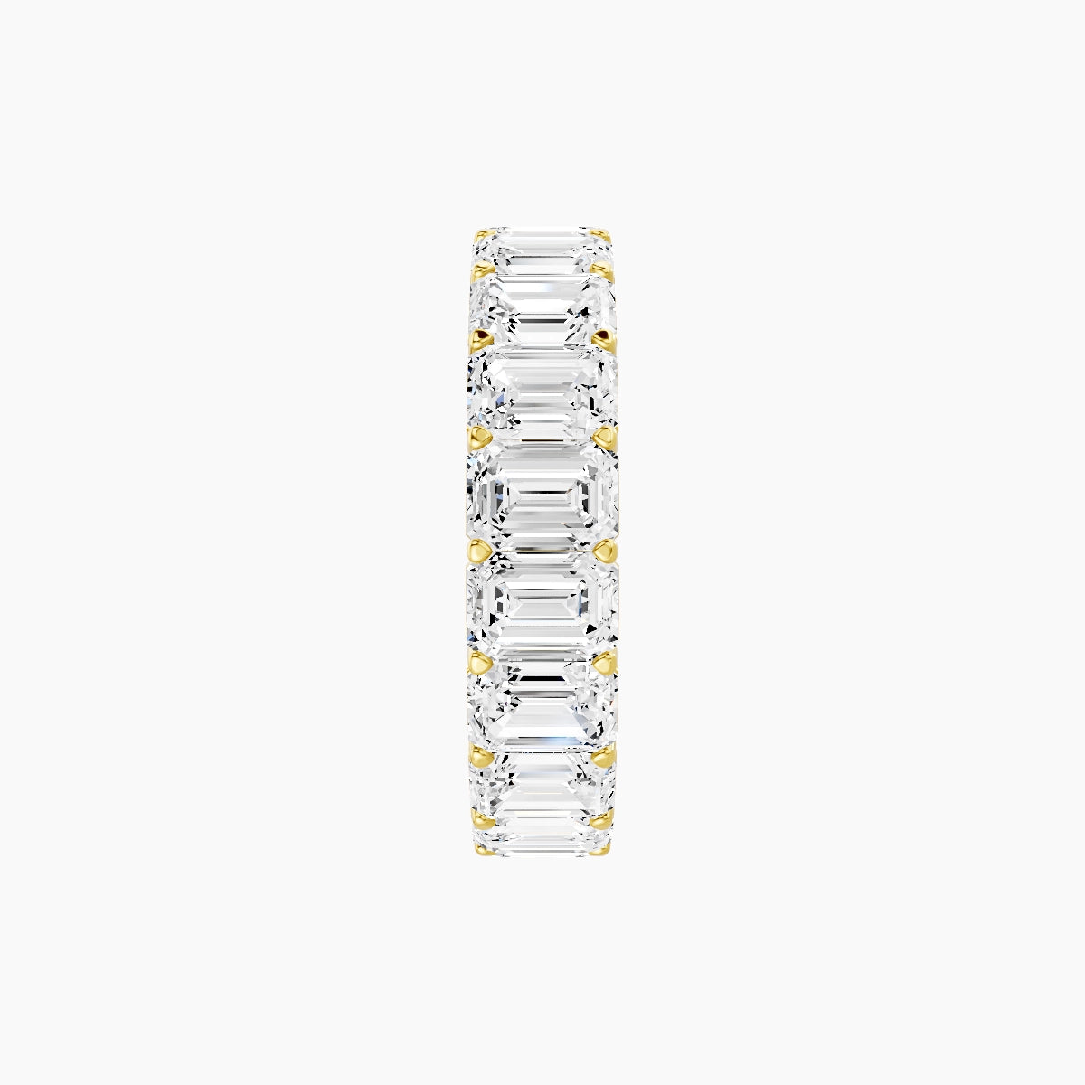 Classic Prong Eternity Ring | 18k Yellow Gold 4.5 x 3.2 mm Emerald White Lab Diamond