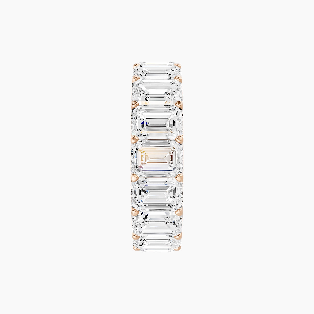 Classic Prong Eternity Ring | 18k Rose Gold 5.3 x 3.8 mm Emerald White Lab Diamond