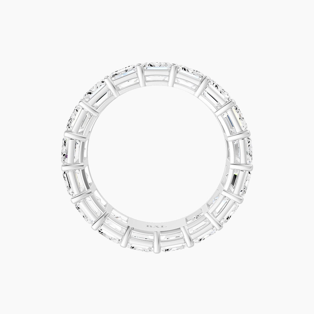 Classic Prong Eternity Ring | 18k White Gold 5.3 x 3.8 mm Emerald White Lab Diamond