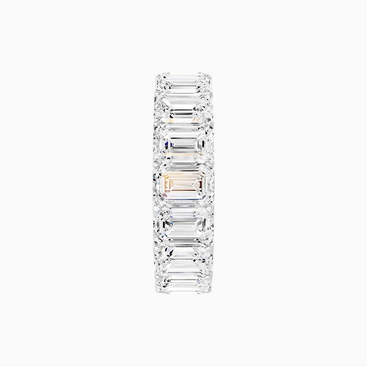 Classic Prong Eternity Ring | 18k White Gold 5.3 x 3.8 mm Emerald White Lab Diamond