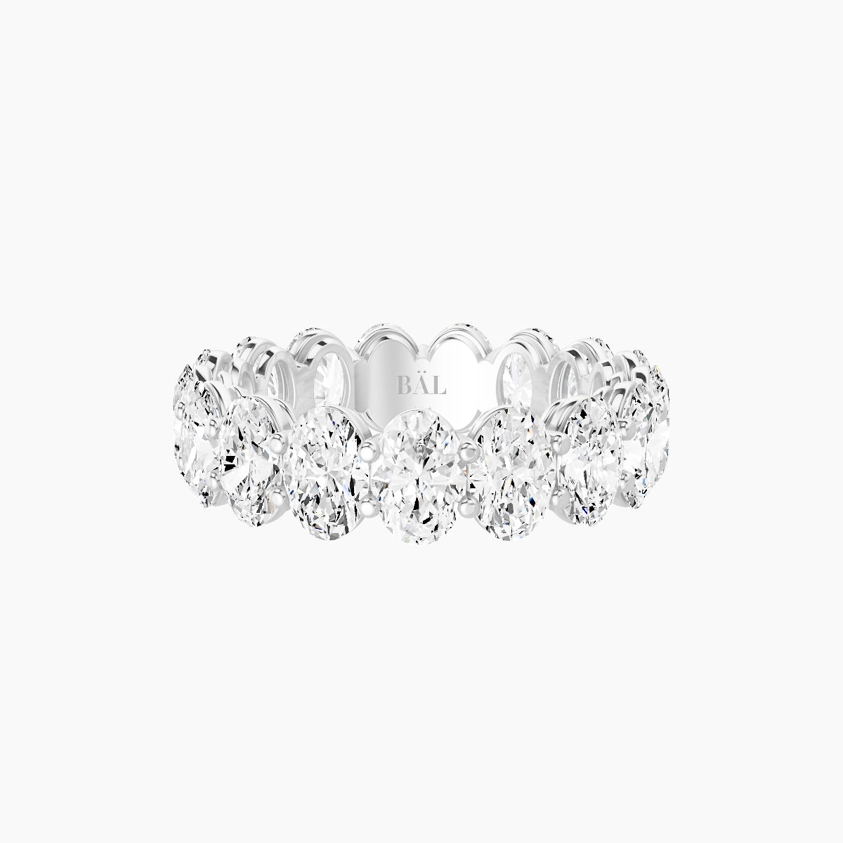 Classic Prong Eternity Ring | 18k White Gold 5.4 x 3.8 mm Oval White Lab Diamond