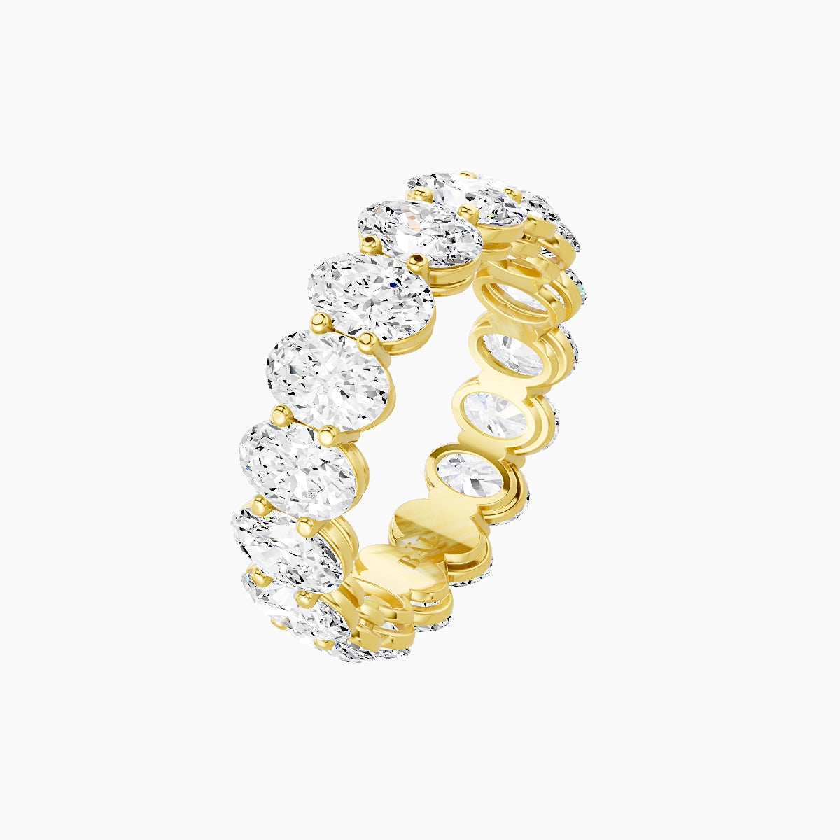 Classic Prong Eternity Ring | 18k Yellow Gold 5.4 x 3.8 mm Oval White Lab Diamond