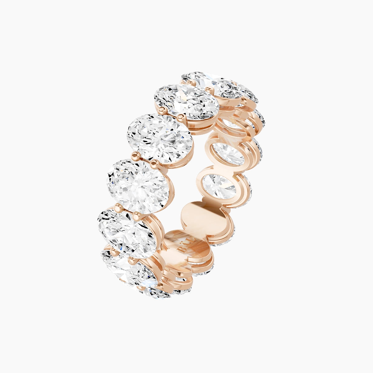 Classic Prong Eternity Ring | 18k Rose Gold 6.3 x 4.5 mm Oval White Lab Diamond