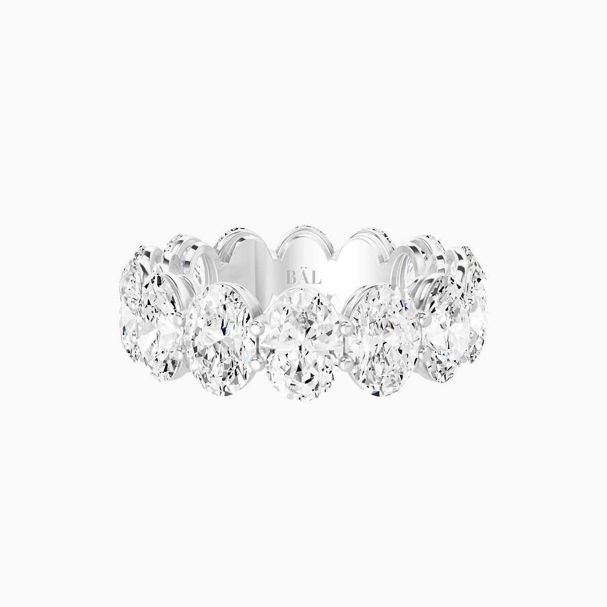 Classic Prong Eternity Ring | 18k White Gold 6.3 x 4.5 mm Oval White Lab Diamond