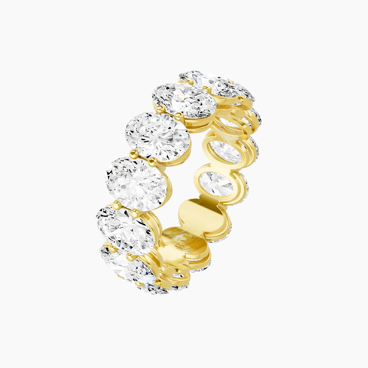 Classic Prong Eternity Ring | 18k Yellow Gold 6.3 x 4.5 mm Oval White Lab Diamond