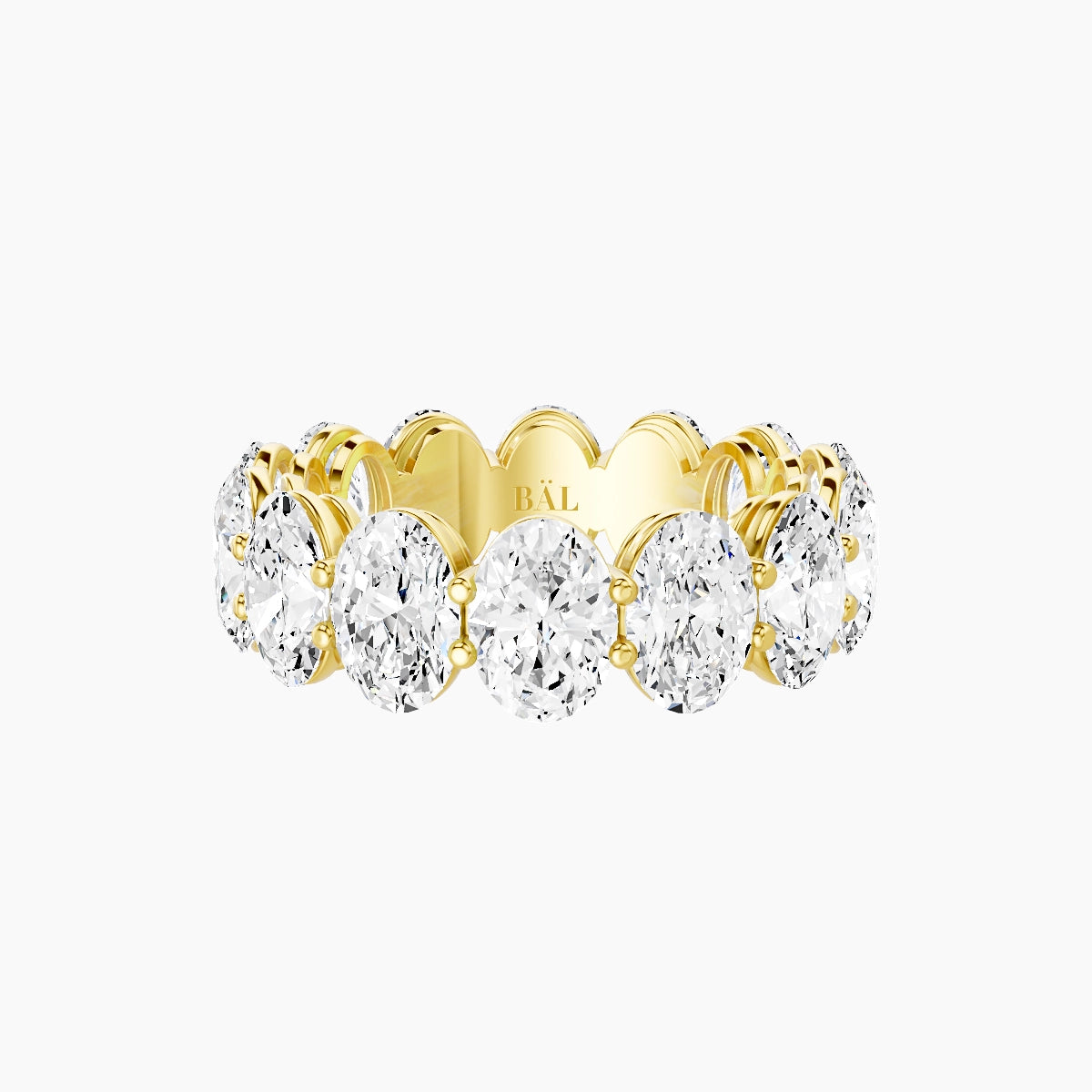 Classic Prong Eternity Ring | 18k Yellow Gold 6.3 x 4.5 mm Oval White Lab Diamond