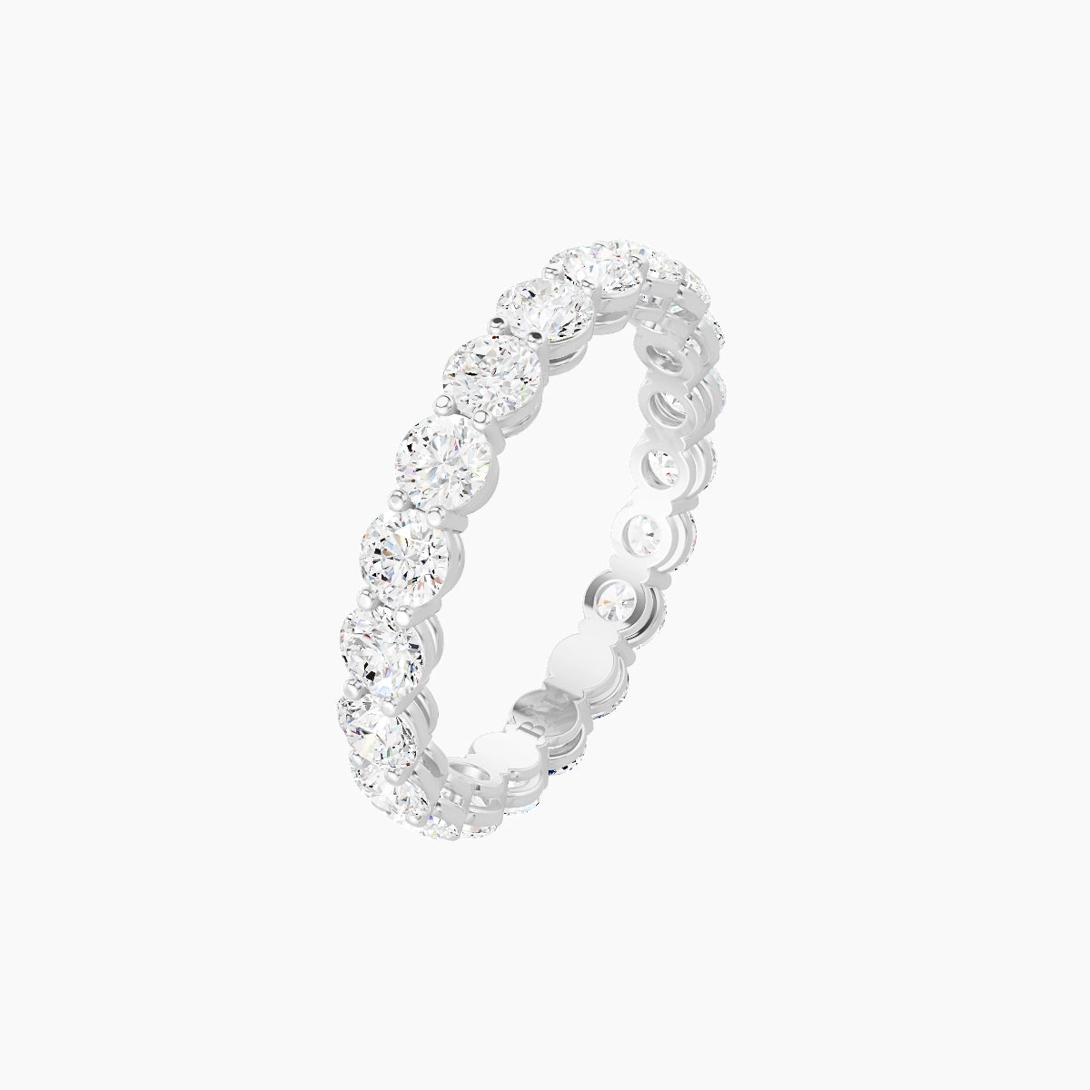 Classic Prong Eternity Ring | 18k White Gold 3 mm Round White Lab Diamond