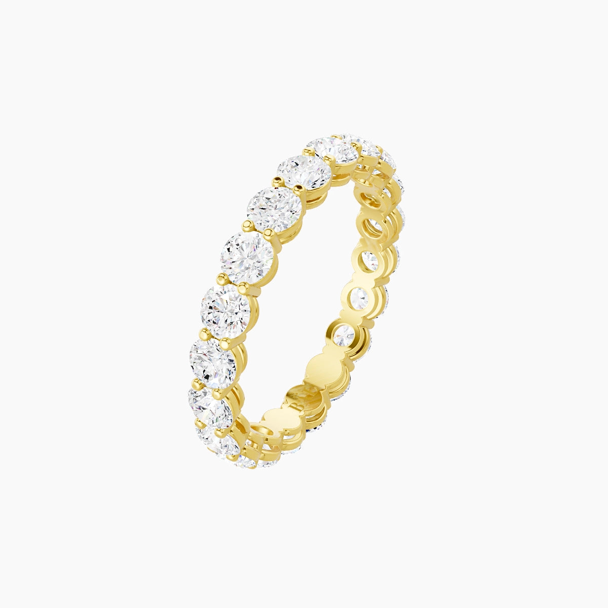 Classic Prong Eternity Ring | 18k Yellow Gold 3 mm Round White Lab Diamond
