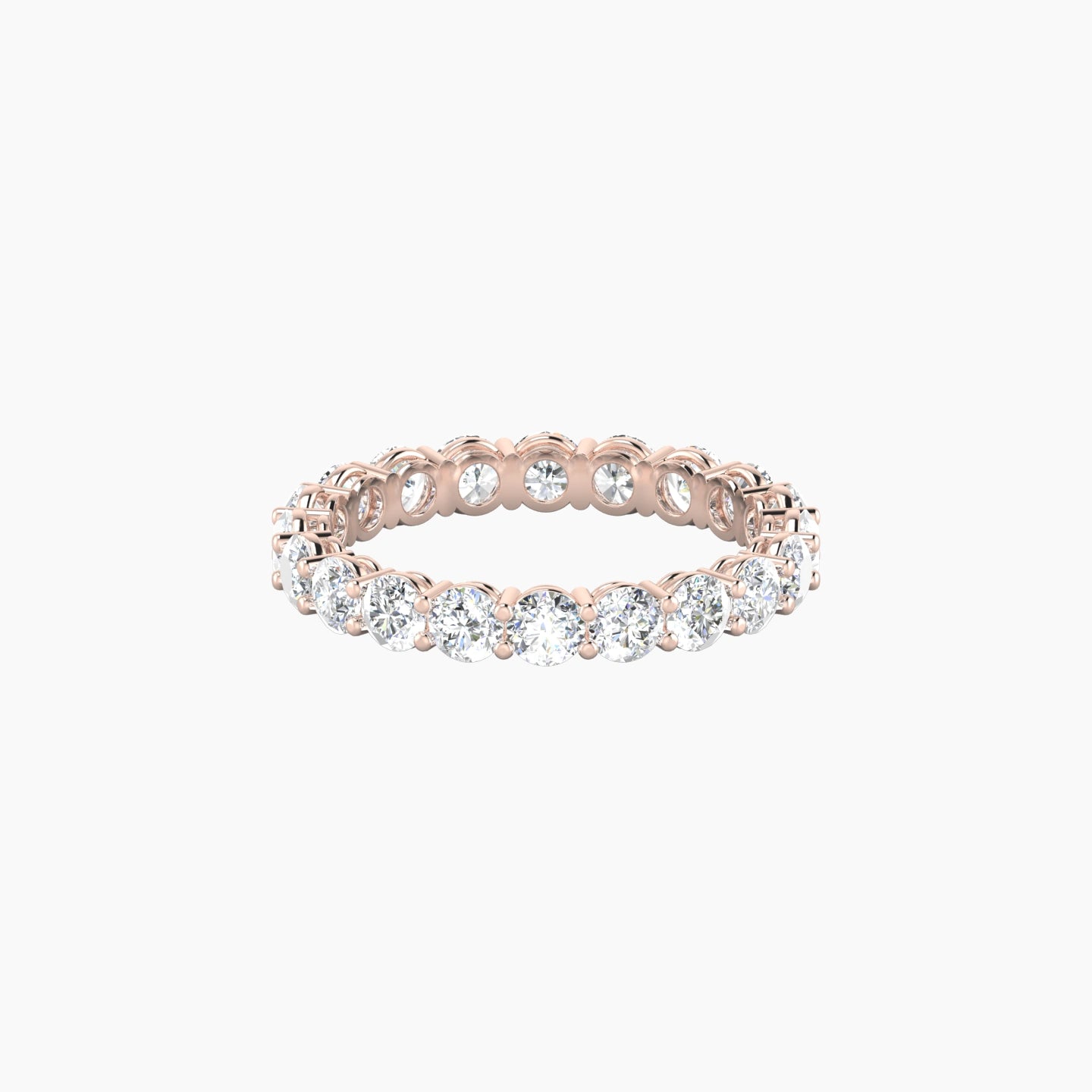 Classic Prong Eternity Ring | 18k Rose Gold 3 mm Round Lab Diamond