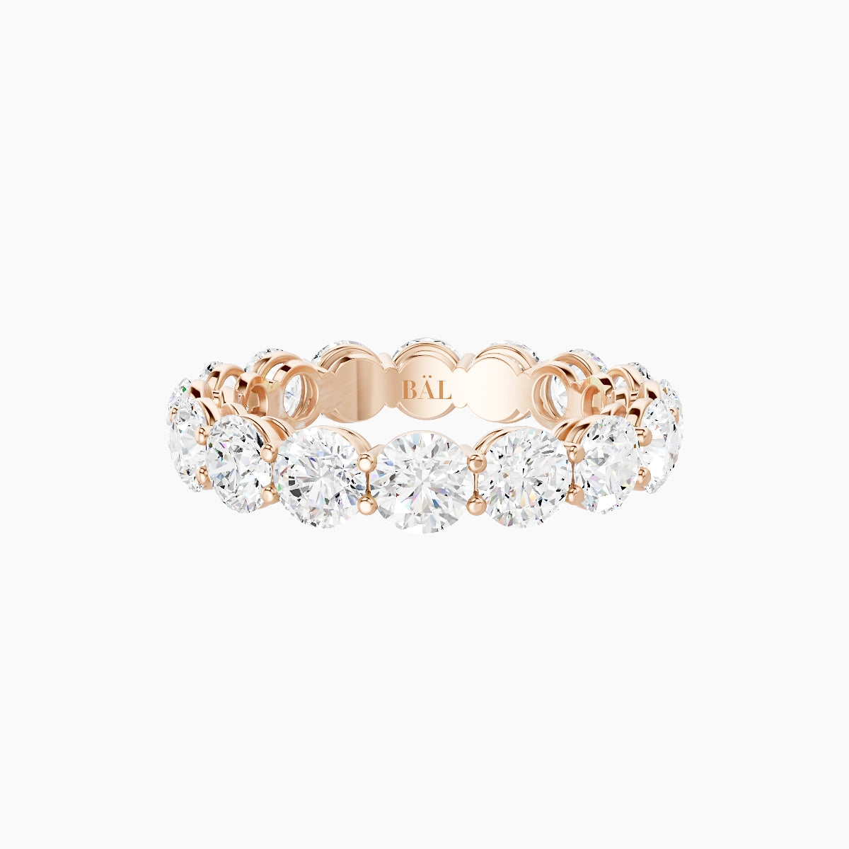 Classic Prong Eternity Ring | 18k Rose Gold 4 mm Round White Lab Diamond