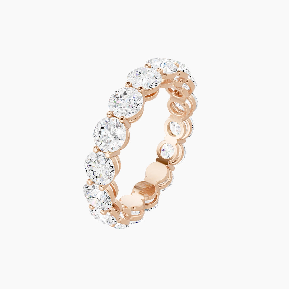 Classic Prong Eternity Ring | 18k Rose Gold 4 mm Round White Lab Diamond