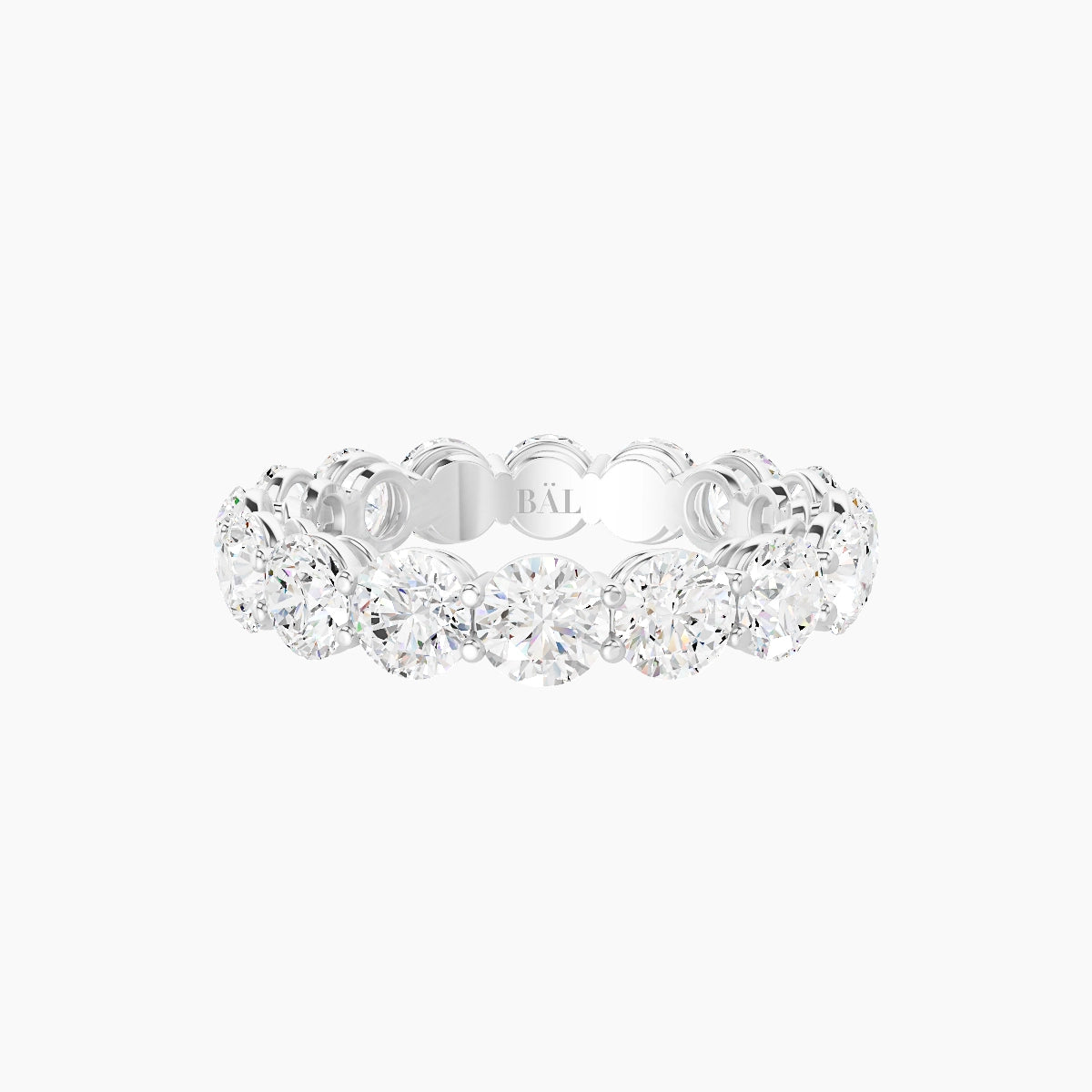 Classic Prong Eternity Ring | 18k White Gold 4 mm Round White Lab Diamond