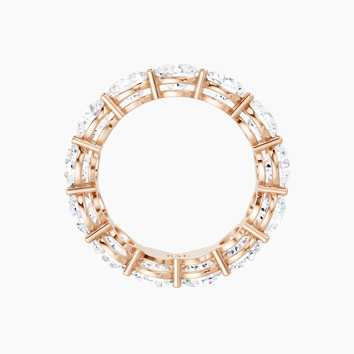 Classic Prong Eternity Ring | 18k Rose Gold 5 mm Round White Lab Diamond