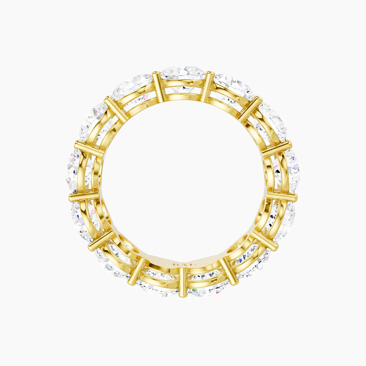 Classic Prong Eternity Ring | 18k Yellow Gold 5 mm Round White Lab Diamond
