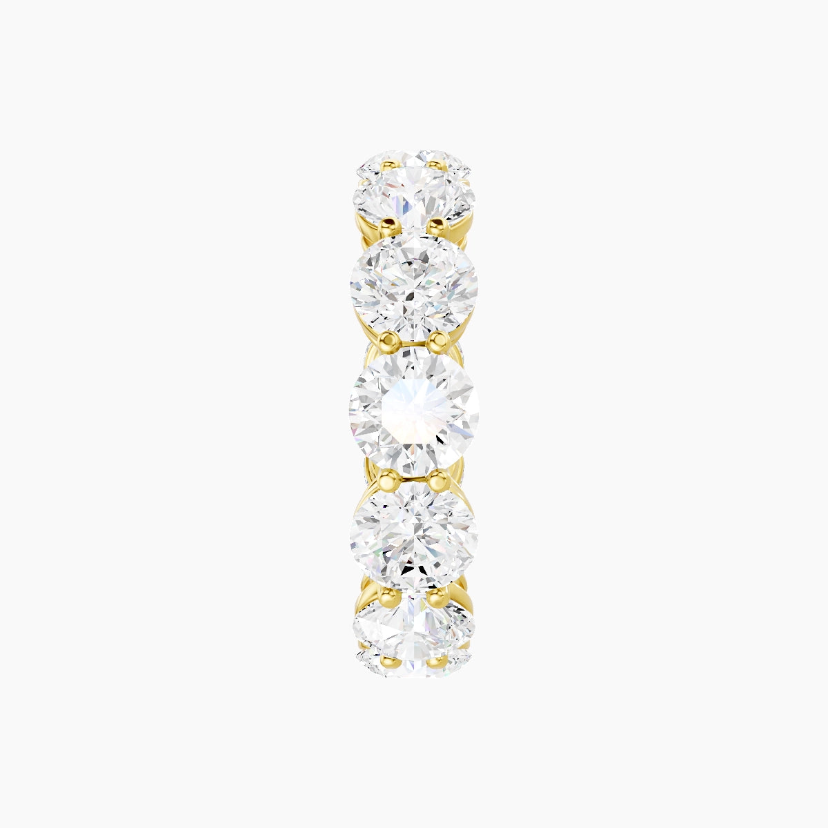 Classic Prong Eternity Ring | 18k Yellow Gold 5 mm Round White Lab Diamond