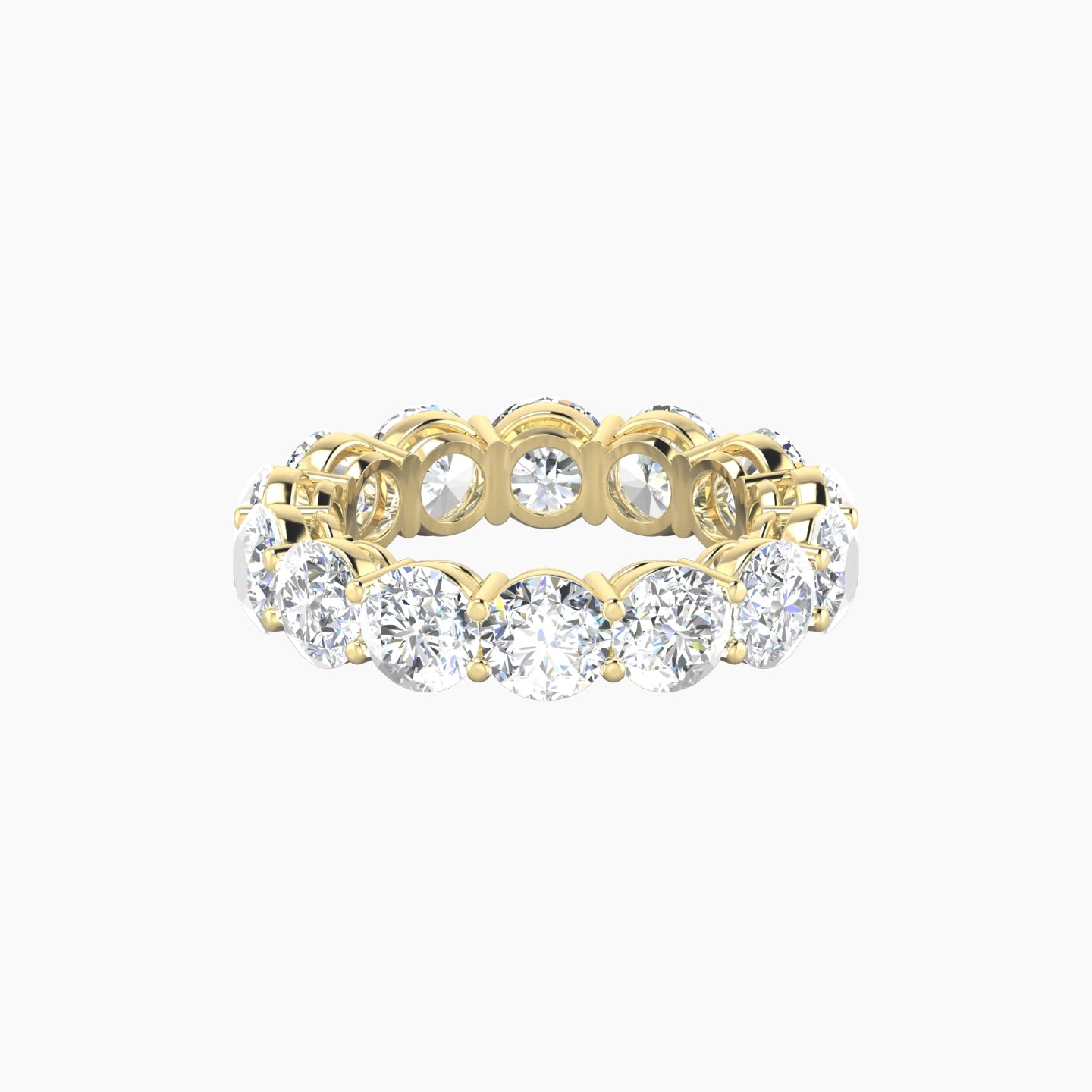 Classic Prong Eternity Ring | 18k Yellow Gold 5 mm Round Lab Diamond