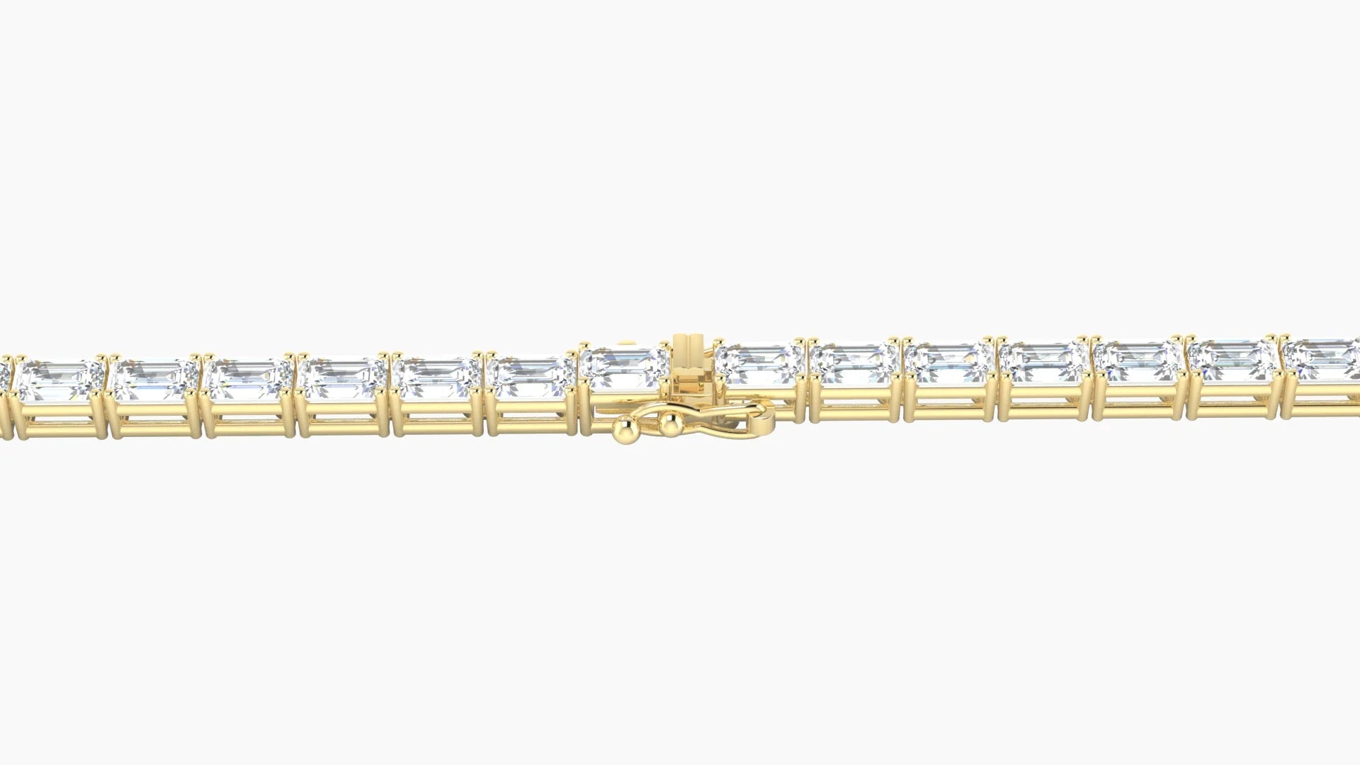 Classic Prong Setting | 18k Yellow Gold 3 x 2 mm White Lab Diamond Emerald Tennis Bracelet