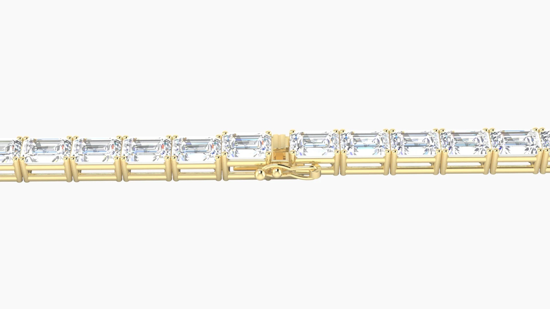 Classic Prong Setting | 18k Yellow Gold 4.1 x 2.9 mm White Lab Diamond Emerald Tennis Bracelet