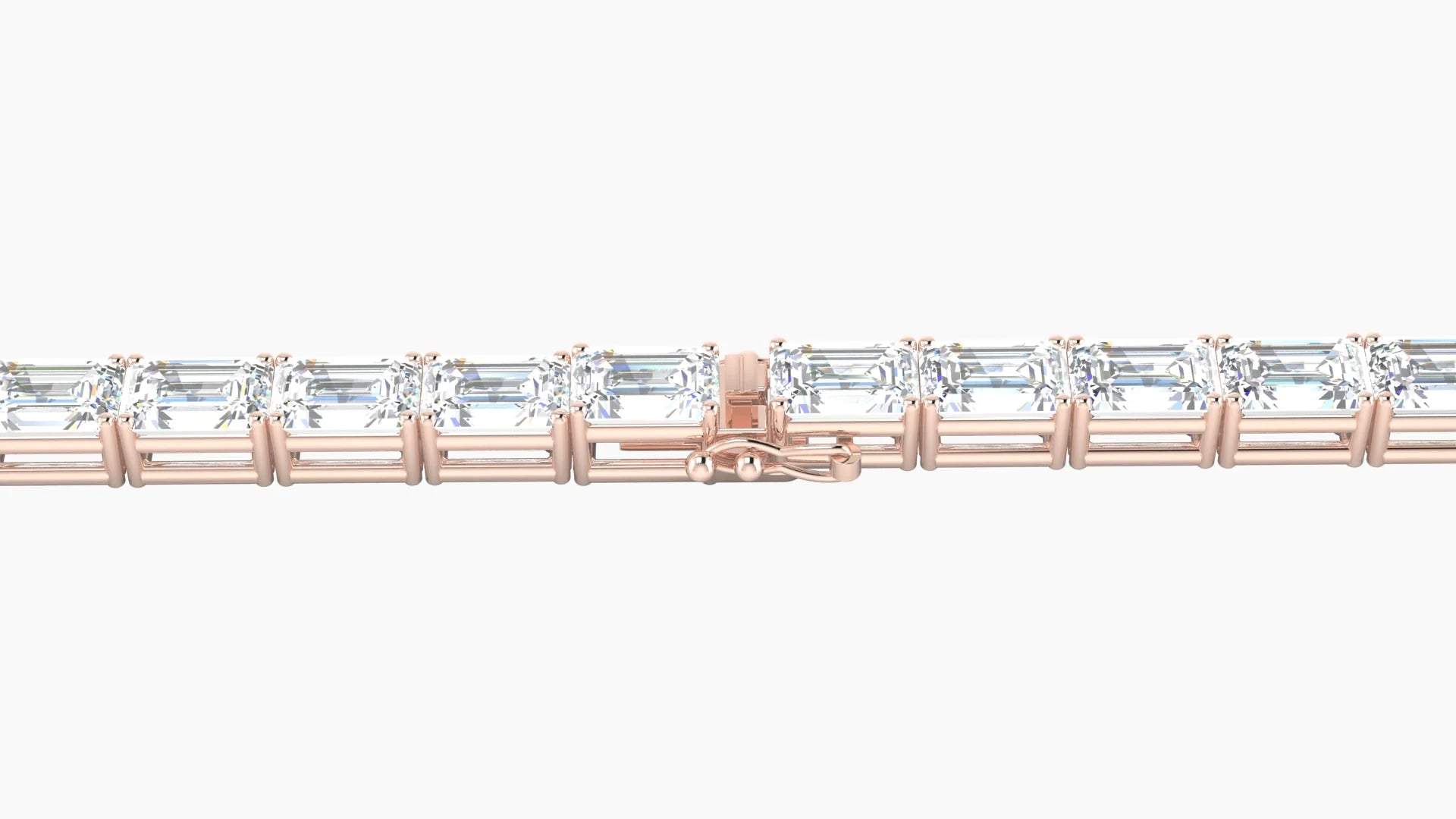 Classic Prong Setting | 18k Rose Gold 4.6 x 3.2 mm White Lab Diamond Emerald Tennis Bracelet