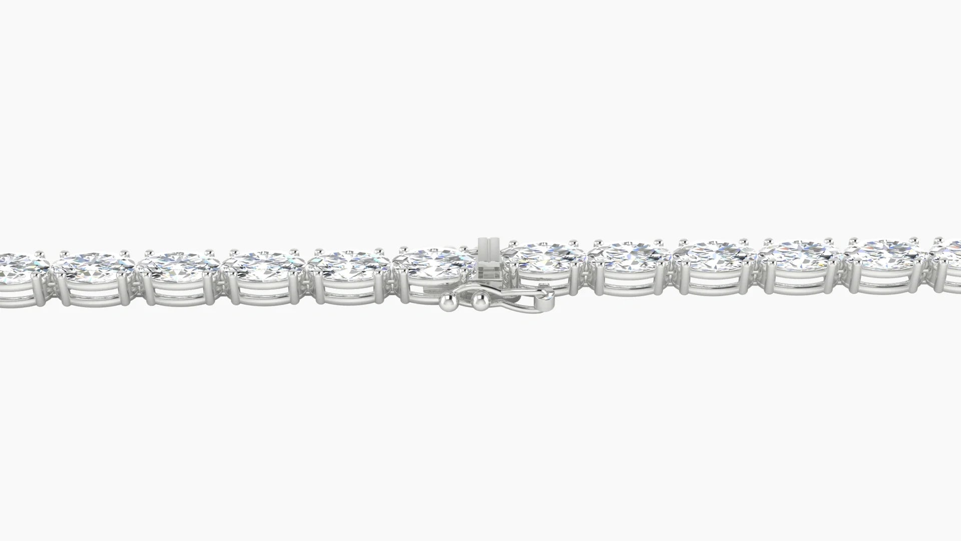 Classic Prong Setting | 18k White Gold 4 x 2 mm White Lab Diamond Oval Tennis Bracelet
