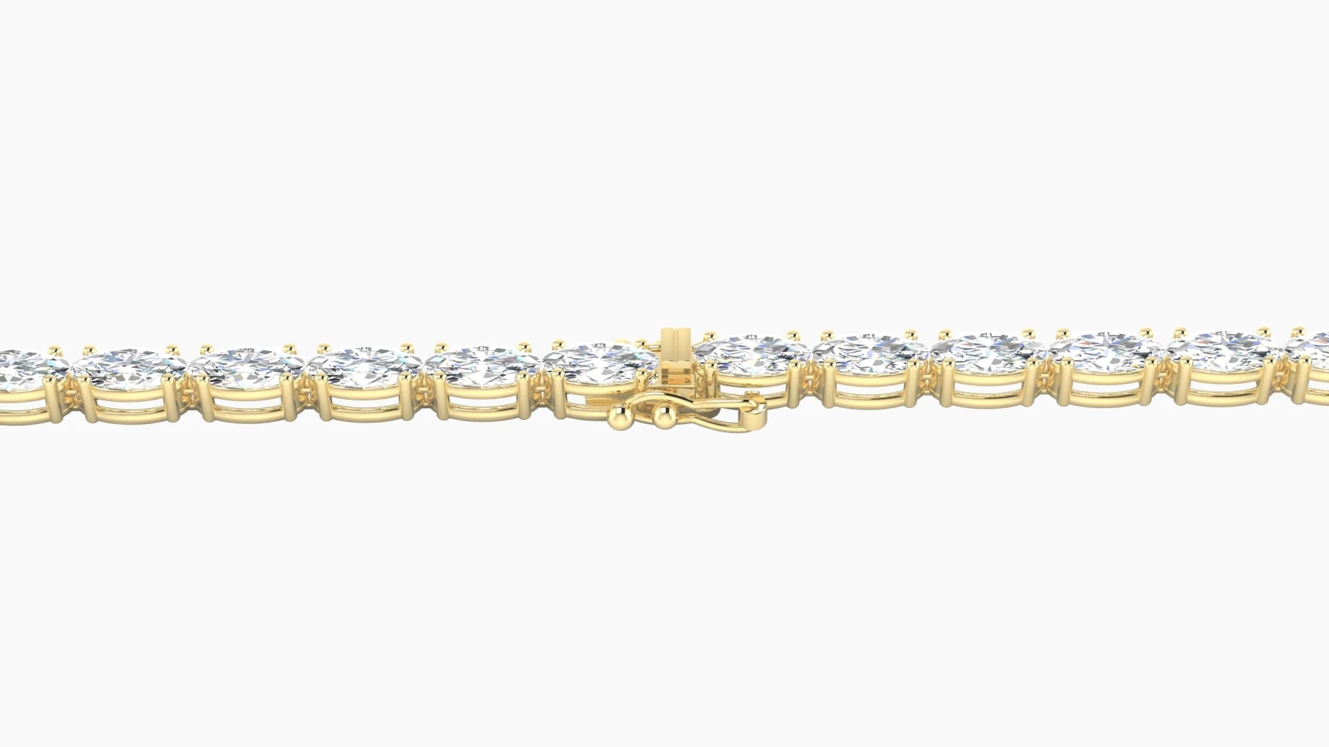 Classic Prong Setting | 18k Yellow Gold 4 x 2 mm White Lab Diamond Oval Tennis Bracelet