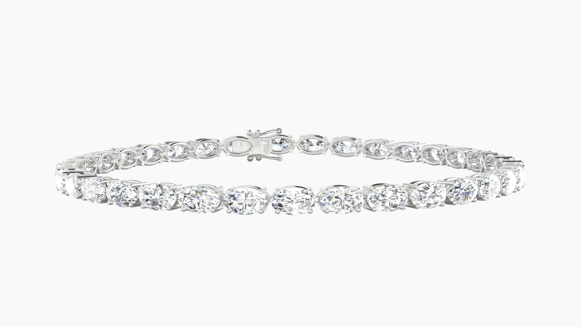 Classic Prong Setting | 18k White Gold 5 x 3 mm White Lab Diamond Oval Tennis Bracelet
